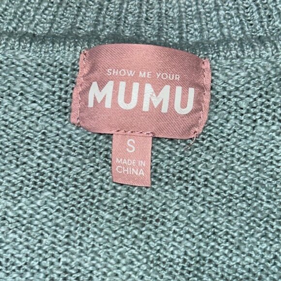 Show Me Your Mumu Gilligan Oversized Sweater Seashell Knit Pattern Teal Small - Picture 3 of 4